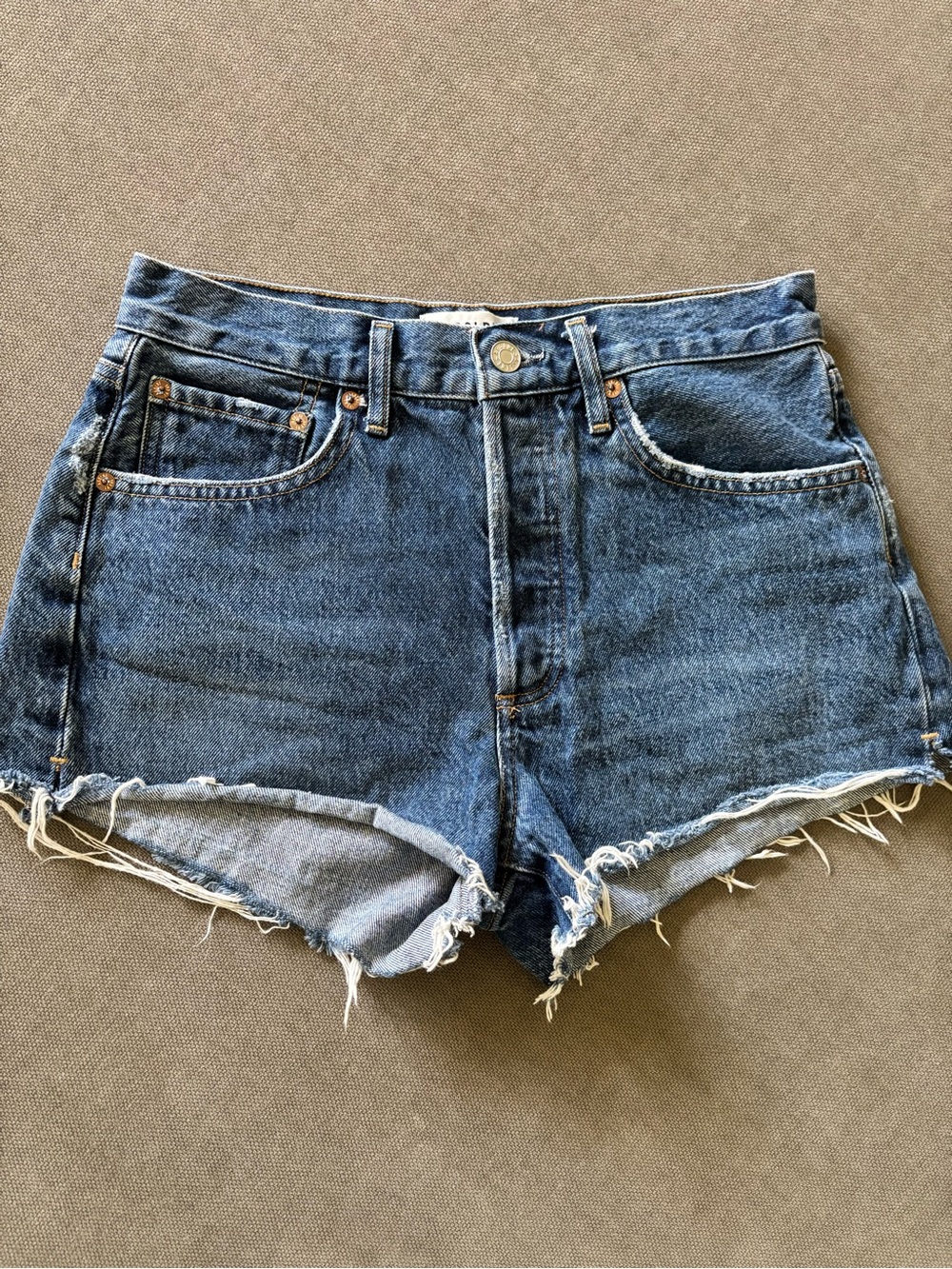 Agolde Classic High-Rise Denim Cutoff Shorts - Blue